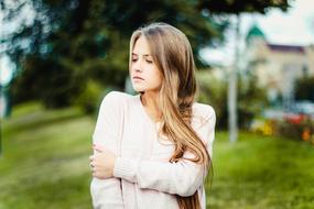 beautiful model with long blonde hair
