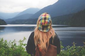 Lake Mountain and person