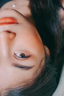half Face portrait of asian Girl