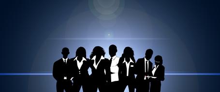 banner header businessmen team drawing