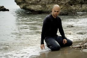 Model Pose man water