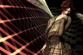 young woman at abstract fantasy background
