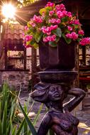 bronze statue for flower pot