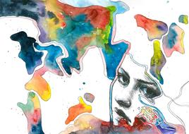 abstract watercolor portrait of a girl