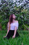 Girl Model green grass