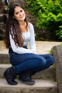attractive woman on stairs