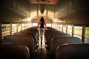 woman in public transport bus