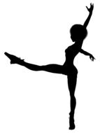 silhouette of a girl with a raised leg on a white background