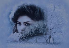 Winter Cold Snow face drawing