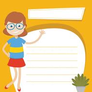 template with smiling teacher