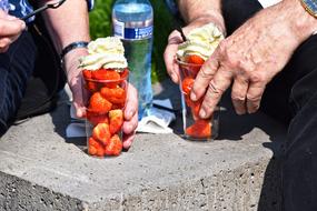 strawberry desserts in Hands