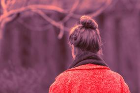 Adult woman in the red coat