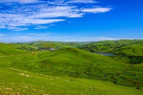 panoramic view of green landscapes on a clear day