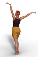 woman in casual closing, back view, render
