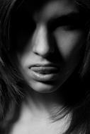 Model Beautiful Young face black and white