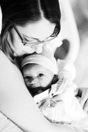 Newborn and Mother blacka and white