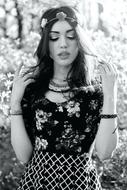 Black And White portrait of Model Fashion girl