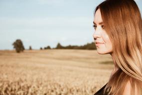 pretty serious Girl at countryside