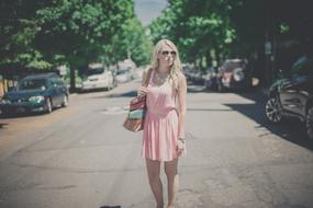 Blonde Girl Woman on street
