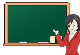 drawn anime schoolgirl at the chalk board
