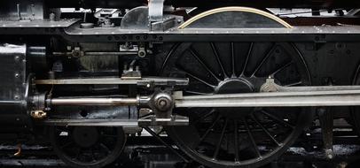 steam locomotive wheels close up