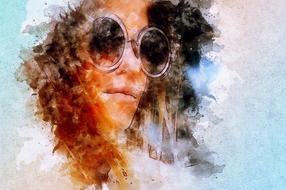 girl in round sunglasses, digital art