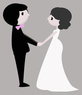 cartoon comic bride and groom