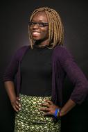 happy african american woman in pose