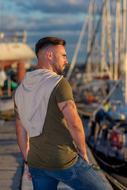 Fashion Model Man near yacht