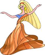 painted fairytale dancer in orange dress