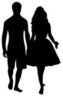 black silhouette of a man and a woman on a white background