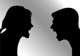 dispute between man and woman on black silhouettes