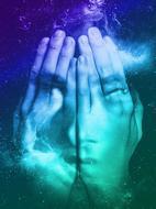 hands in the sea as a digital fantasy