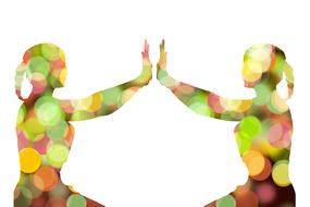 two multicolored silhouettes of meditating women