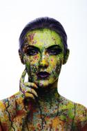 Woman colors Paint
