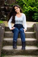 lady sitting on stairs