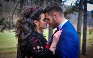 couple in love standing in the park