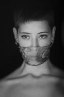 Portrait of Woman with transparent mask on face