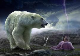 huge polar bear and princess