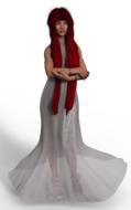 woman in a long dress as a 3d model