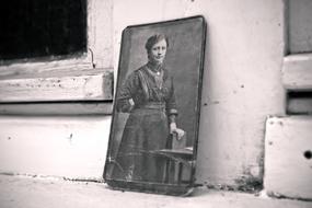 retro portrait of a woman in lost place