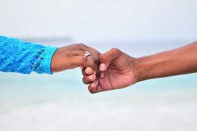 hands of lovers on a blurred background