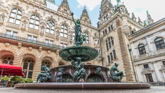 historical Hamburg Town Hall Fountain