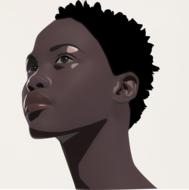 drawing portrait of young african woman face