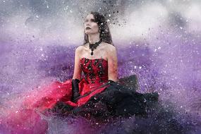 girl in a chic dress as abstract art