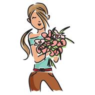 girl with flowers drawing