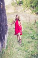 Country Girl in Red Dress