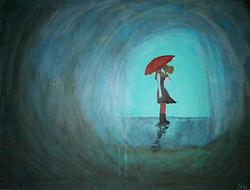 girl with rain umbrella