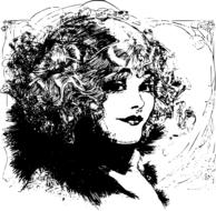 curly fashion hair lady drawing