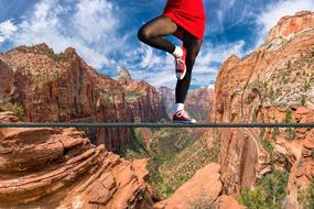 Steel Cable over Canyon Rock
